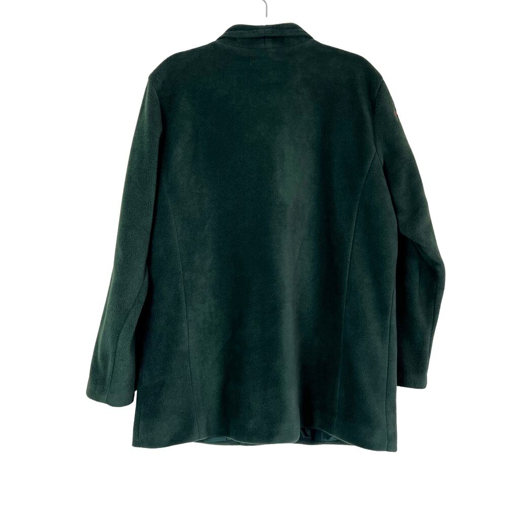 Bob Mackie Embroidered Fleece Jacket Green Button Front Fall Leaves Women’s L - Picture 5 of 6